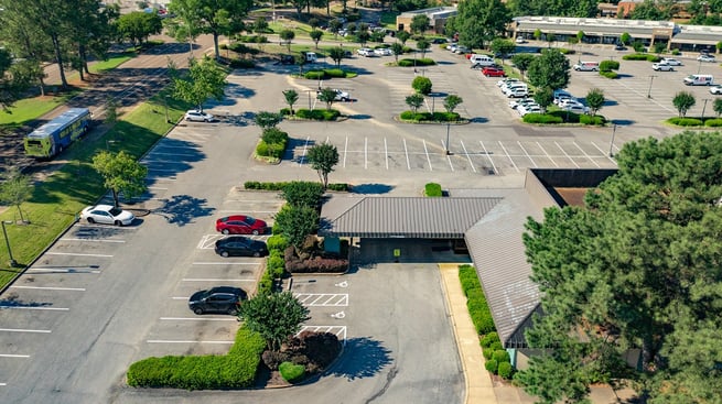 Aerial view of Exeter Village landscape