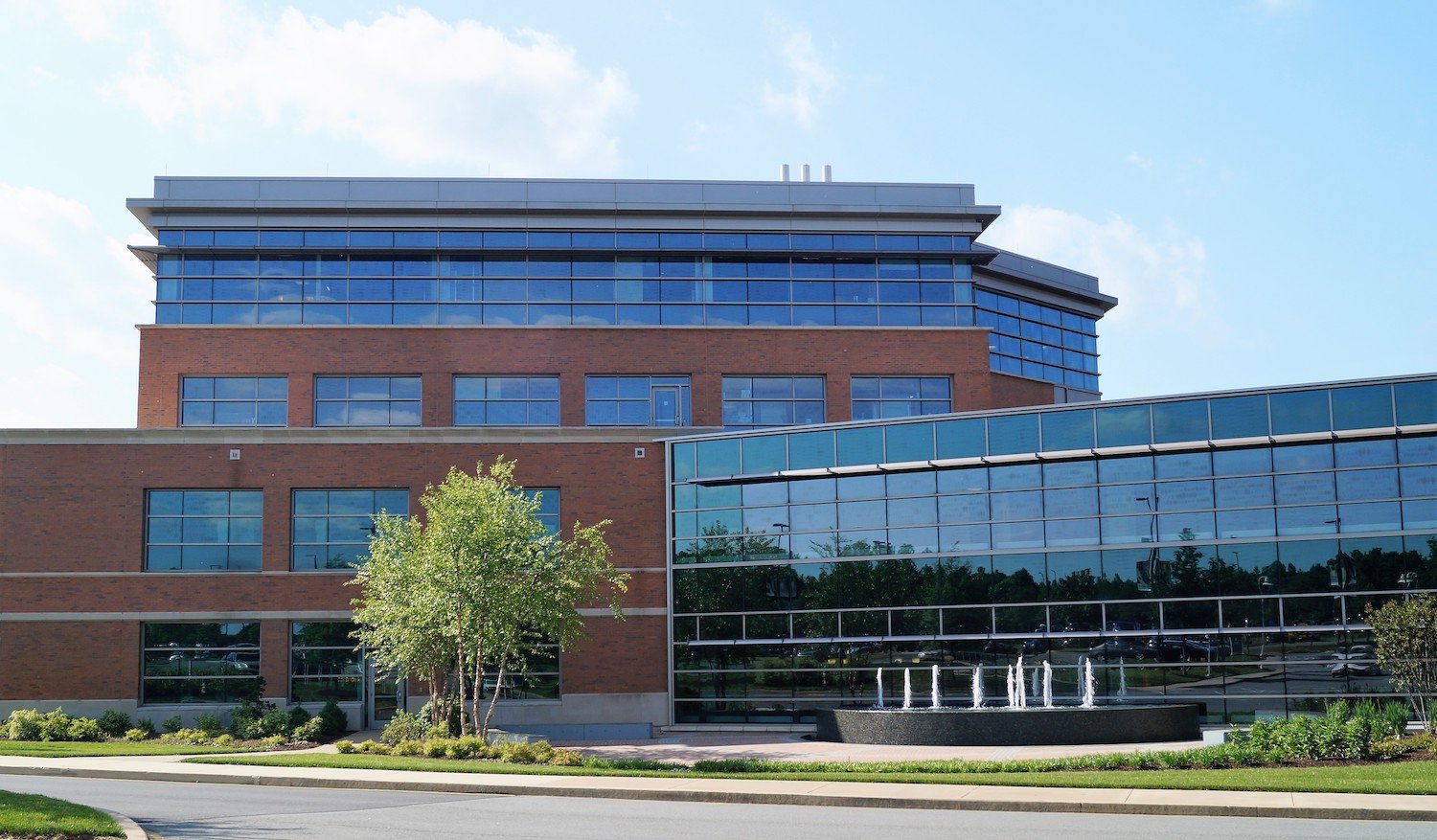 hospital landscaping and water feature