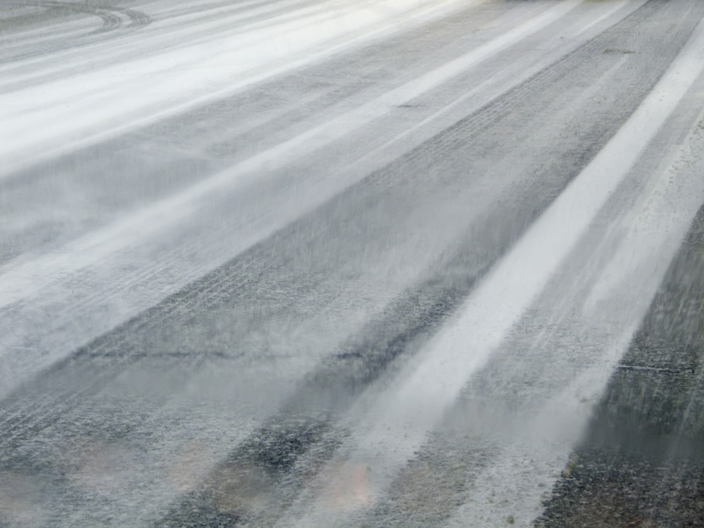 Ice in commercial parking lot