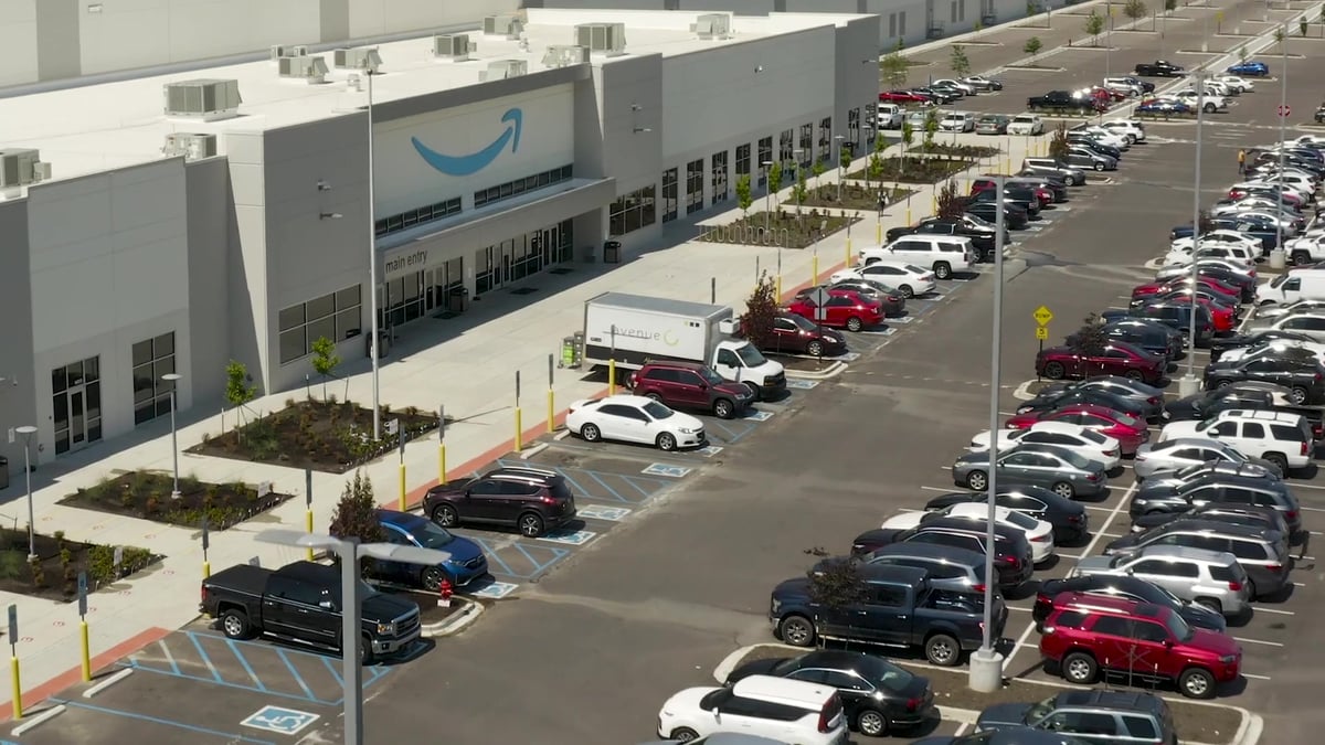 landscaping in industrial parking lot for safety