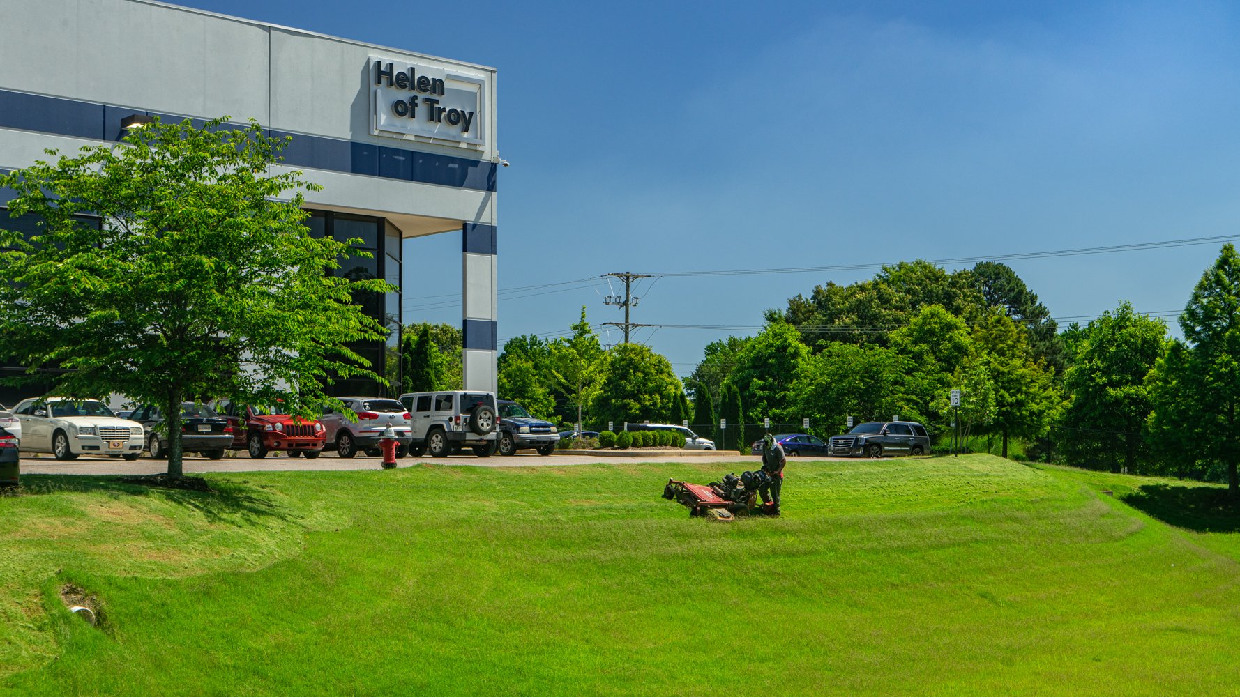 Warehouse maintenance mowing