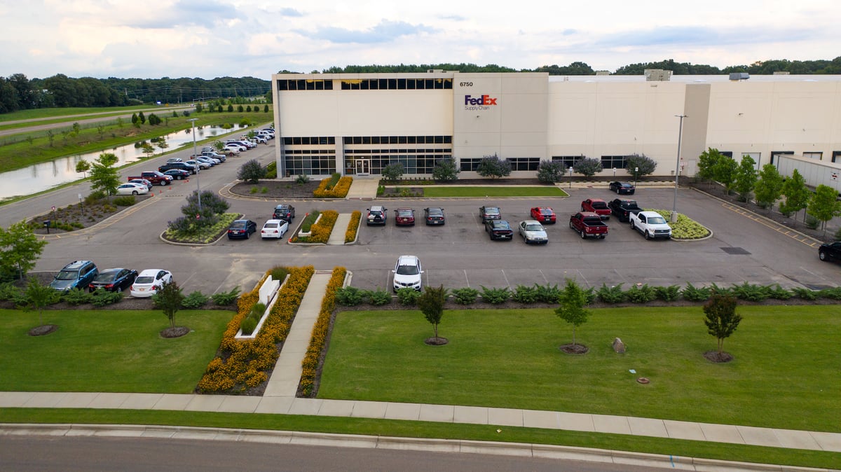 FedEx Warehouse aerial view of landscape