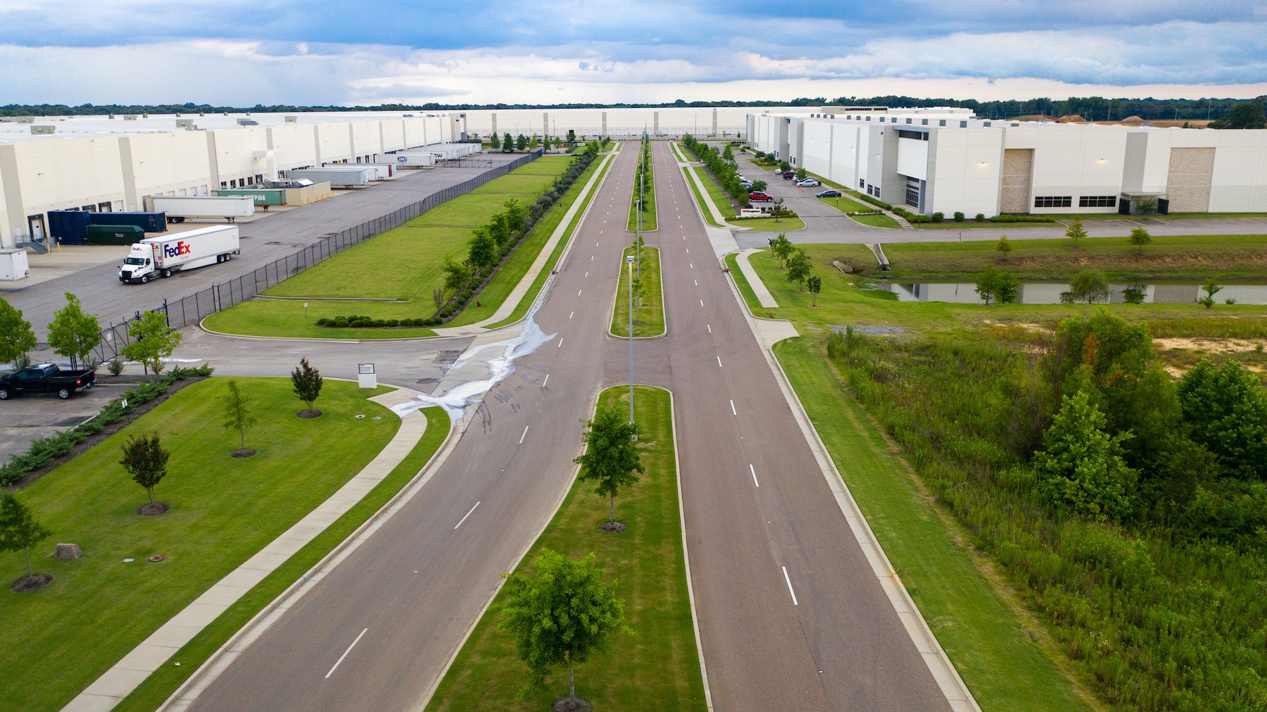 aerial view of Legacy Park landscape in Olive Branch, MS