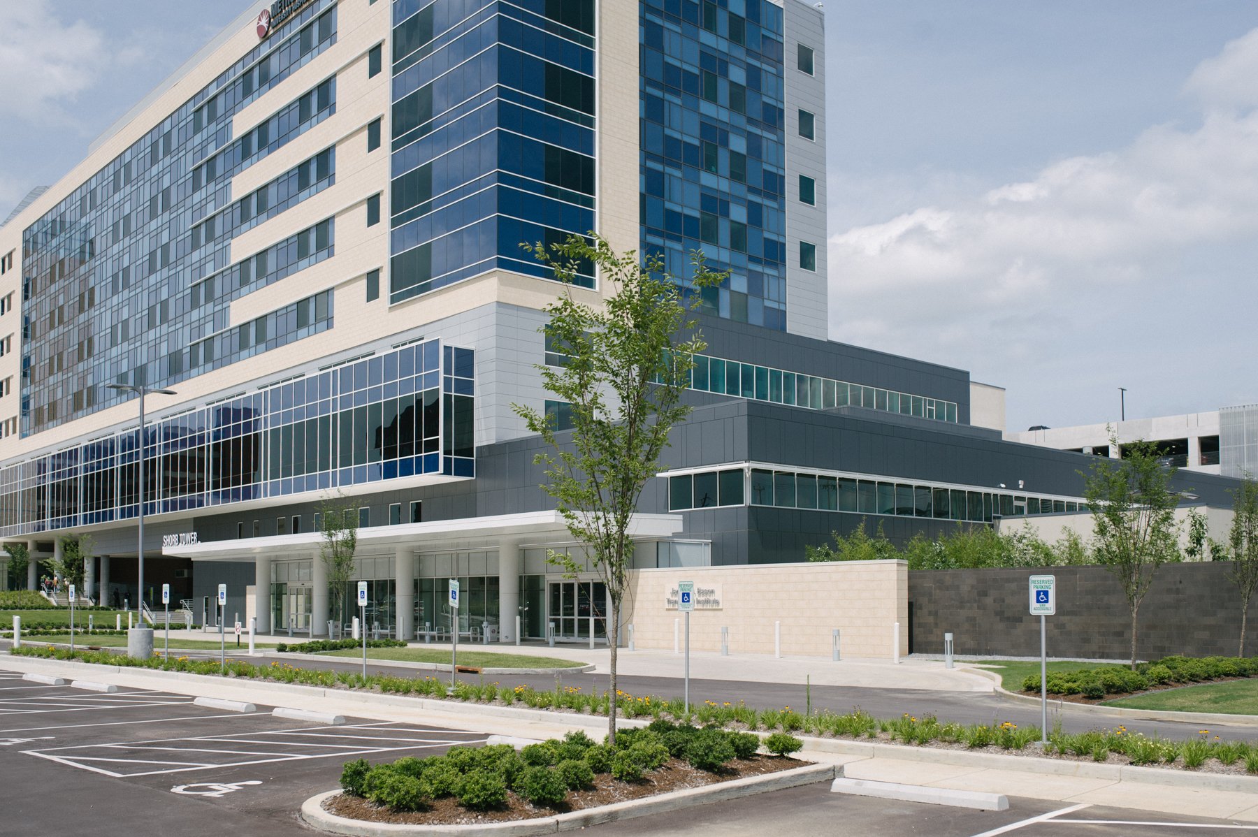 Safe hospital parking lot landscaping