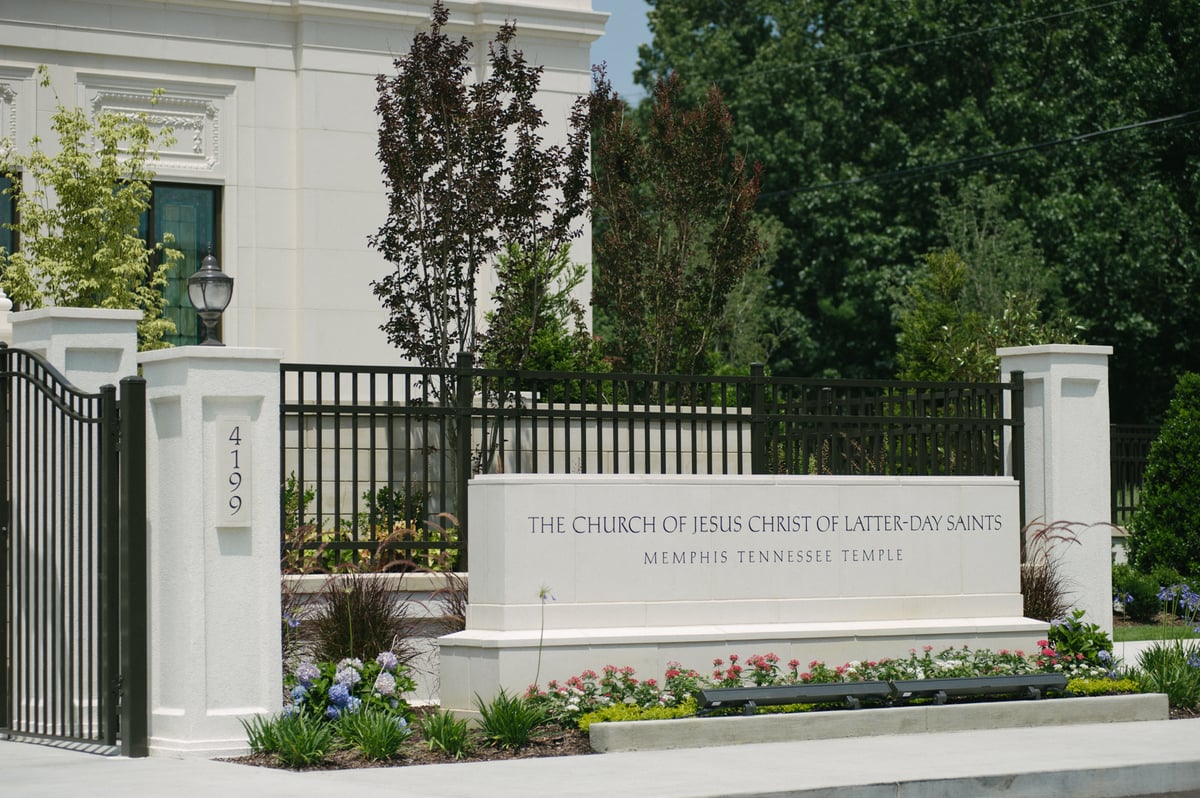 commercial landscaping around church sign