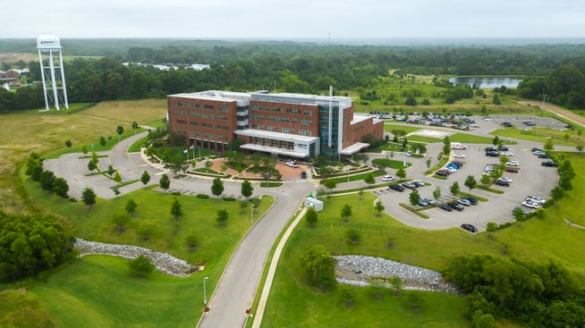 Aerial view of Methodist Olive Branch Hospital landscape