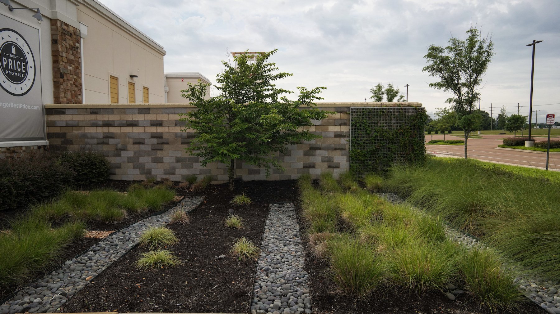 Stone used as a mulch in a landscape