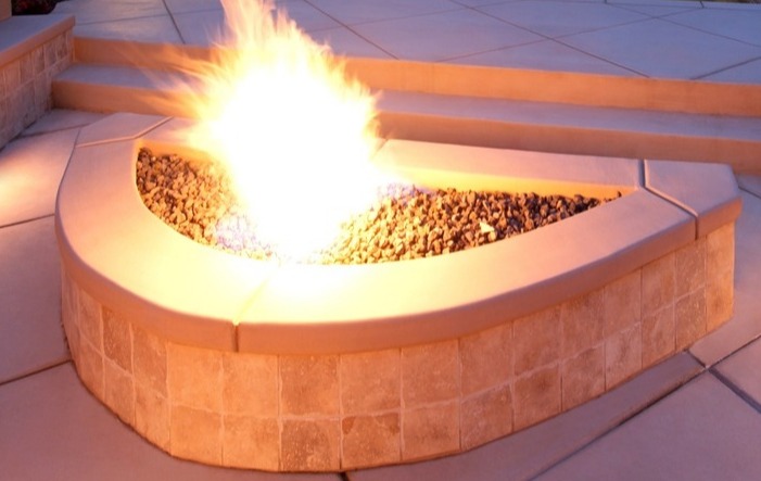 Gas firepit on patio