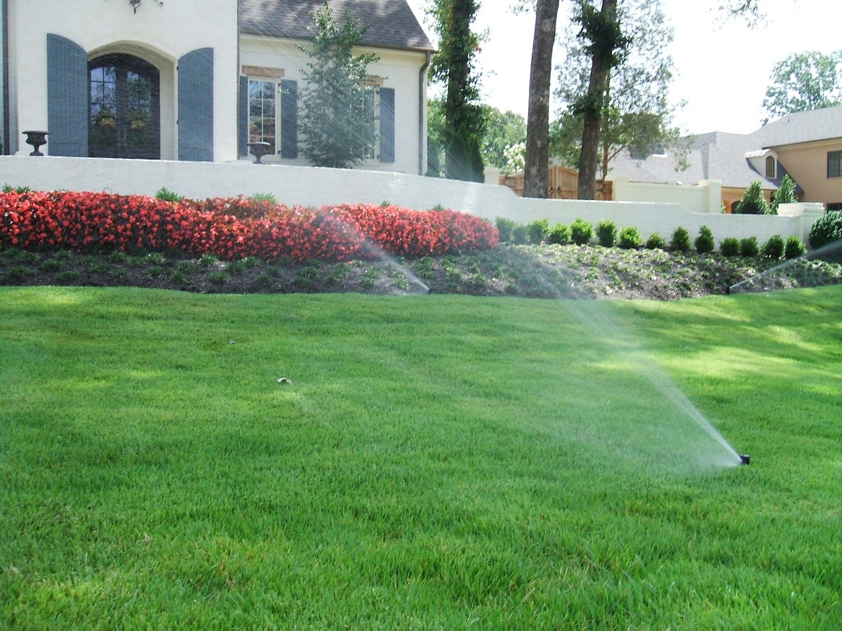 irrigation system watering lawn