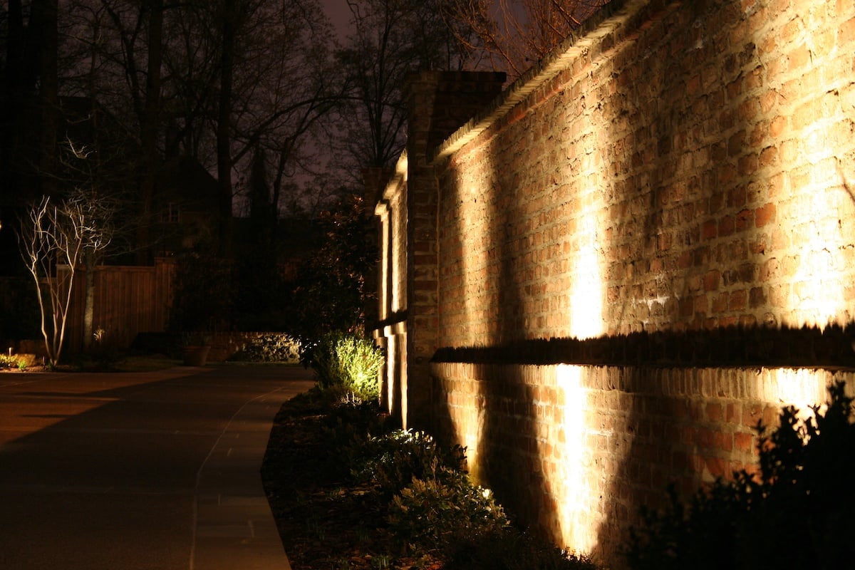 landscape lighting along wall