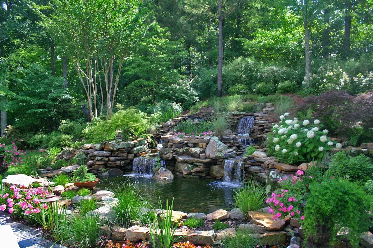 relaxing water garden at hospital